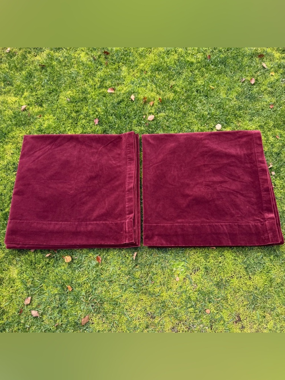 Pottery Barn Velvet Twill Merlot Red Drape Set 48x96 100% Cotton Mexico READ